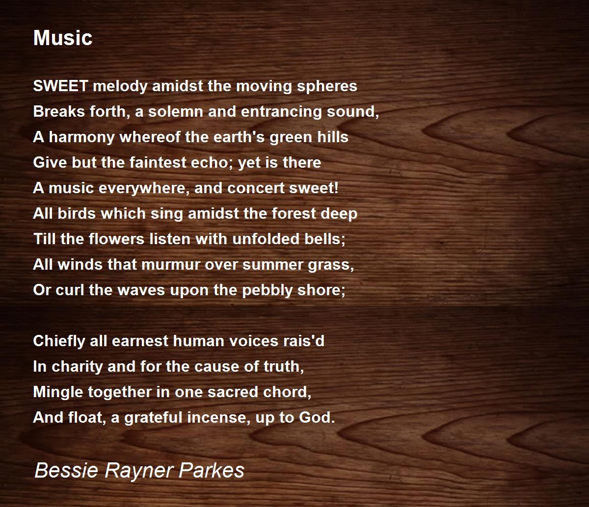 Music Music Poem by Bessie Rayner Parkes