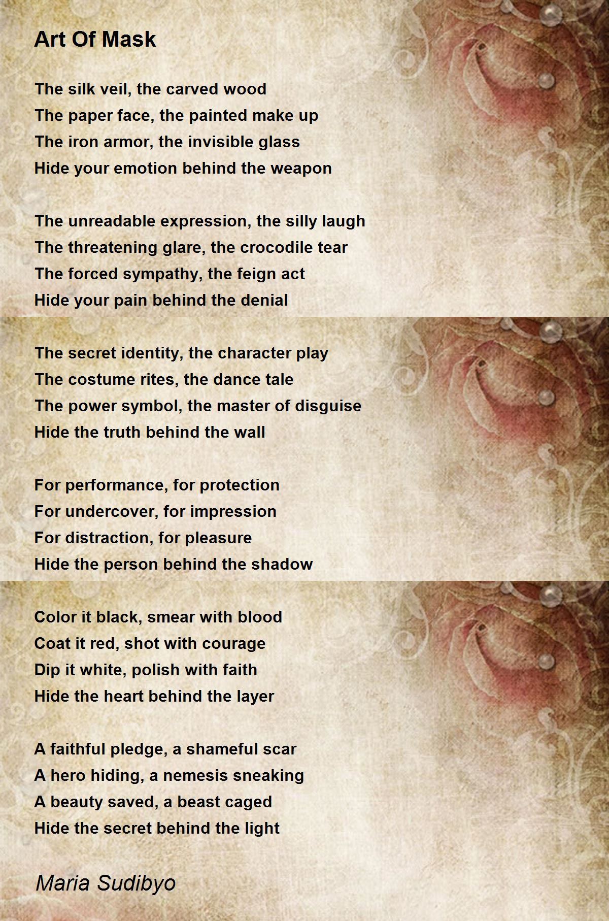 Art Of Mask Art Of Mask Poem by Maria Sudibyo