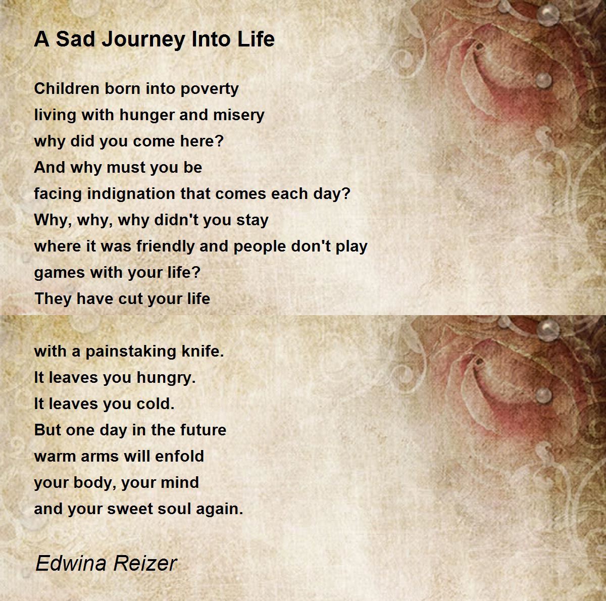 A Sad Journey Into Life A Sad Journey Into Life Poem by Edwina Reizer