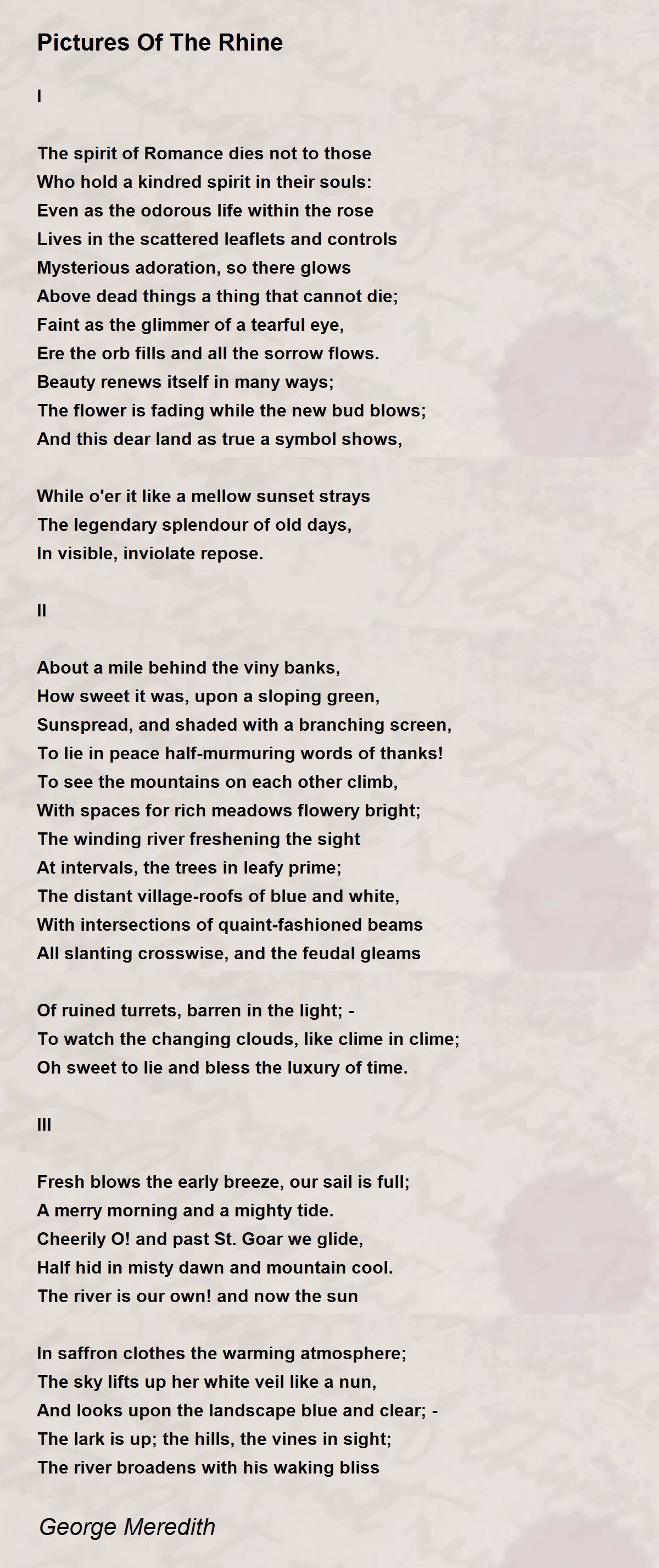 Pictures Of The Rhine by Meredith Pictures Of The Rhine Poem