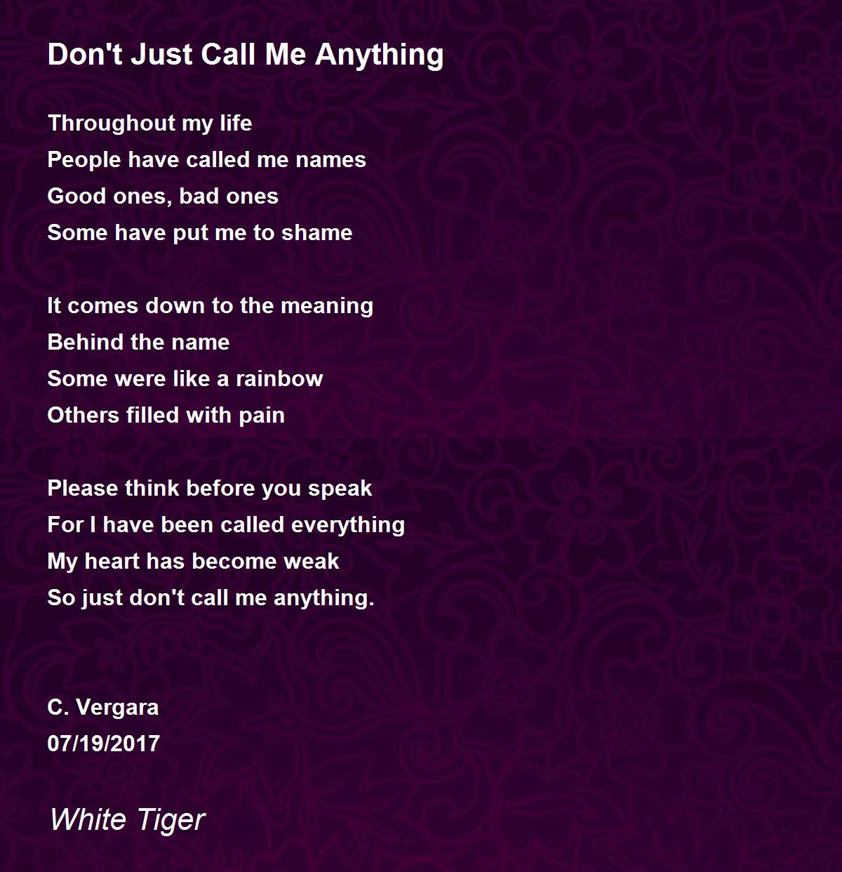 Don't Just Call Me Anything Don't