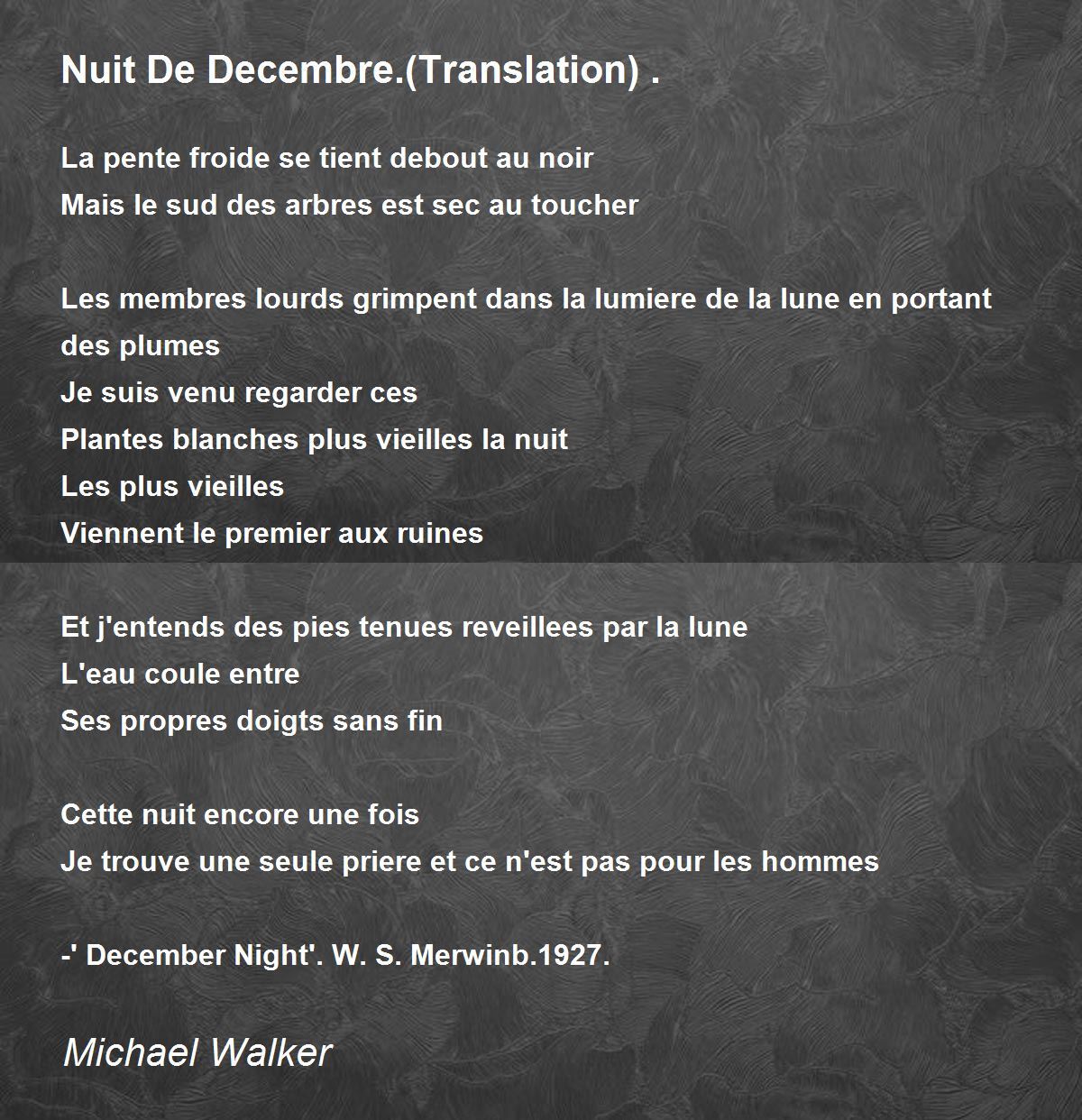 Nuit De Decembre.(Translation) . Nuit De Decembre.(Translation