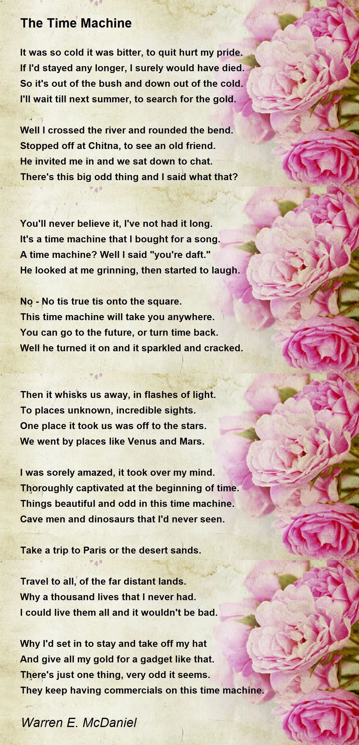 The Time Machine The Time Machine Poem by Warren E. McDaniel