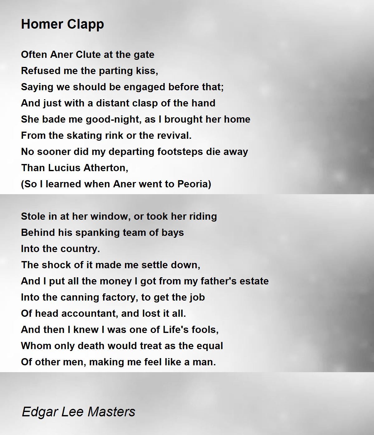 Homer Clapp Poem by Edgar Lee Masters - Poem Hunter