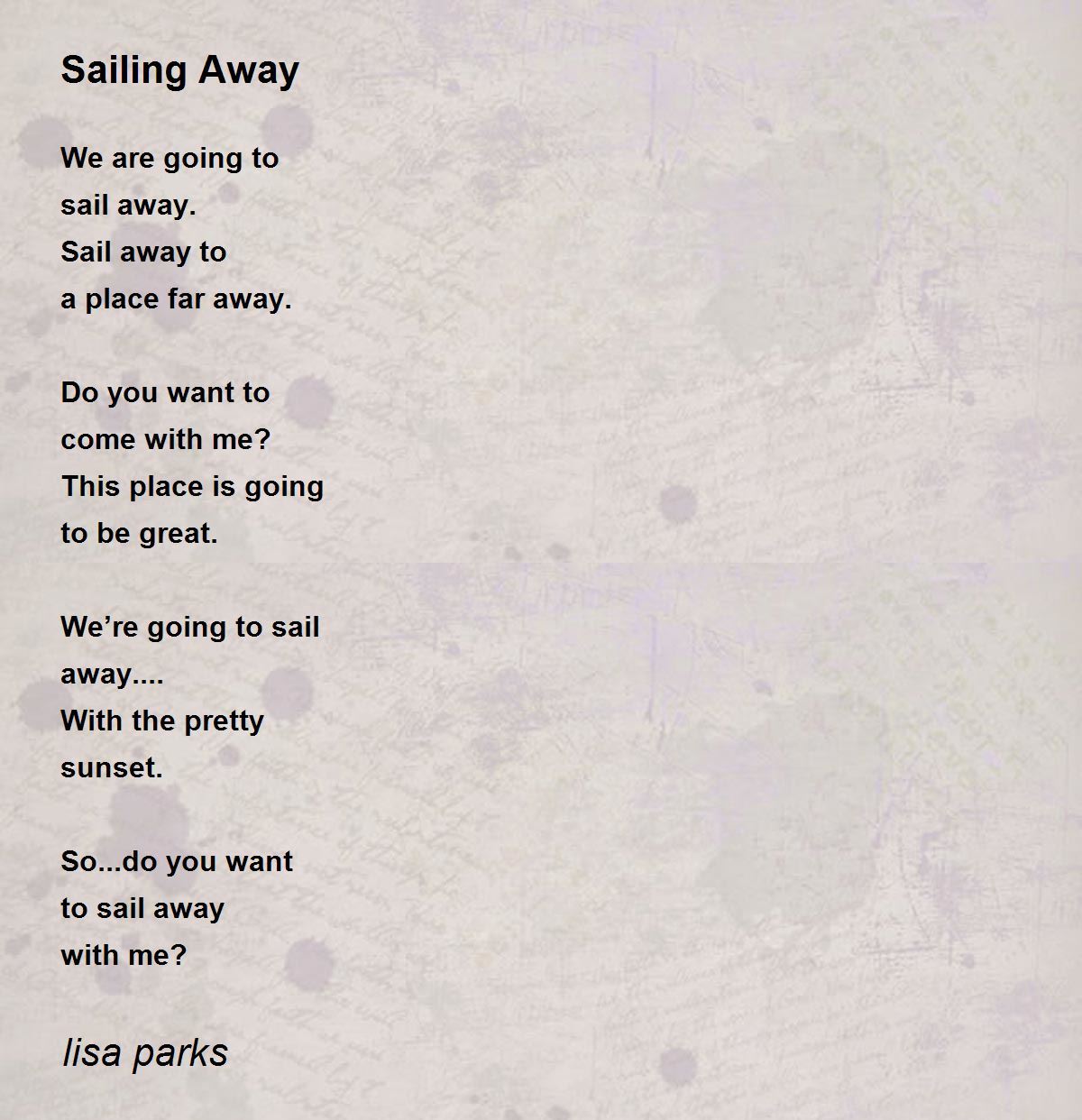 Sailing Away Sailing Away Poem by lisa parks