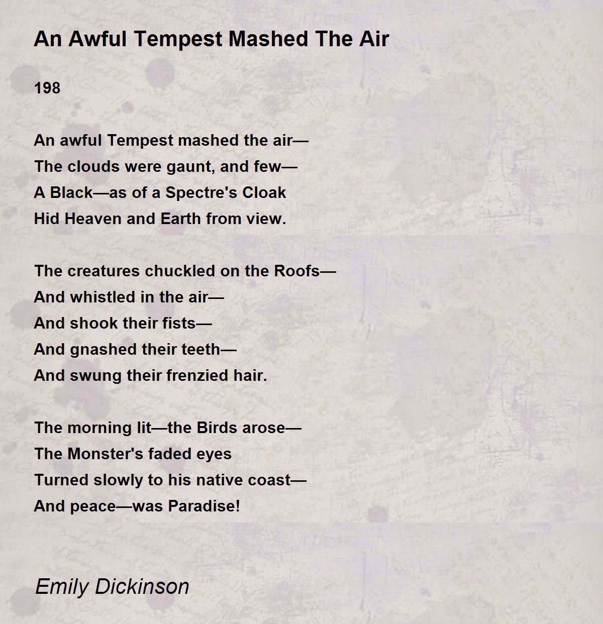 An Awful Tempest Mashed The Air Poem by Emily Dickinson - Poem Hunter