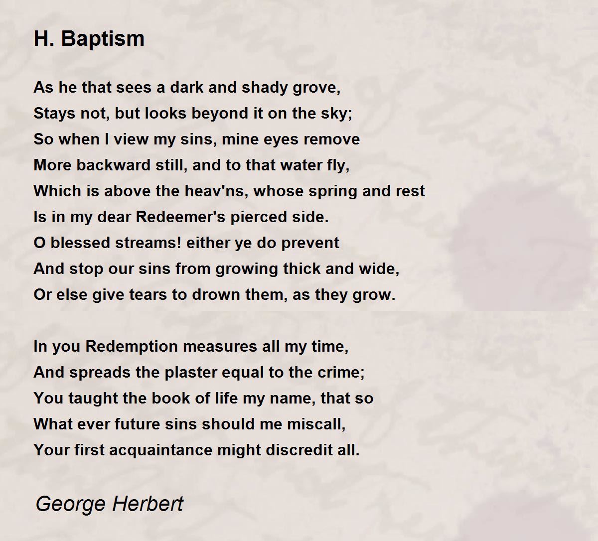 H Baptism Poem By George Herbert Poem Hunter