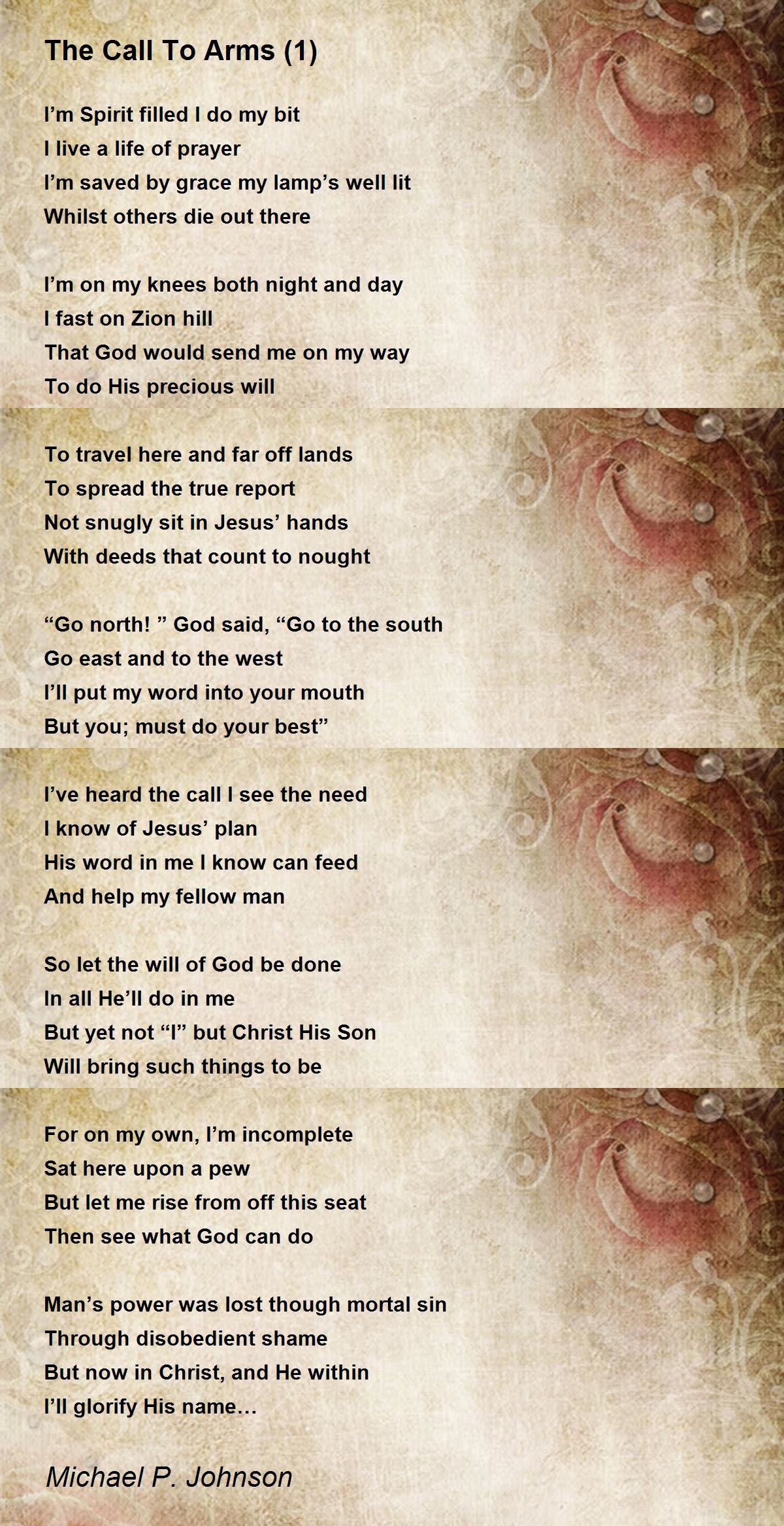 The Call To Arms (1) Poem by Michael P. Johnson Poem Hunter