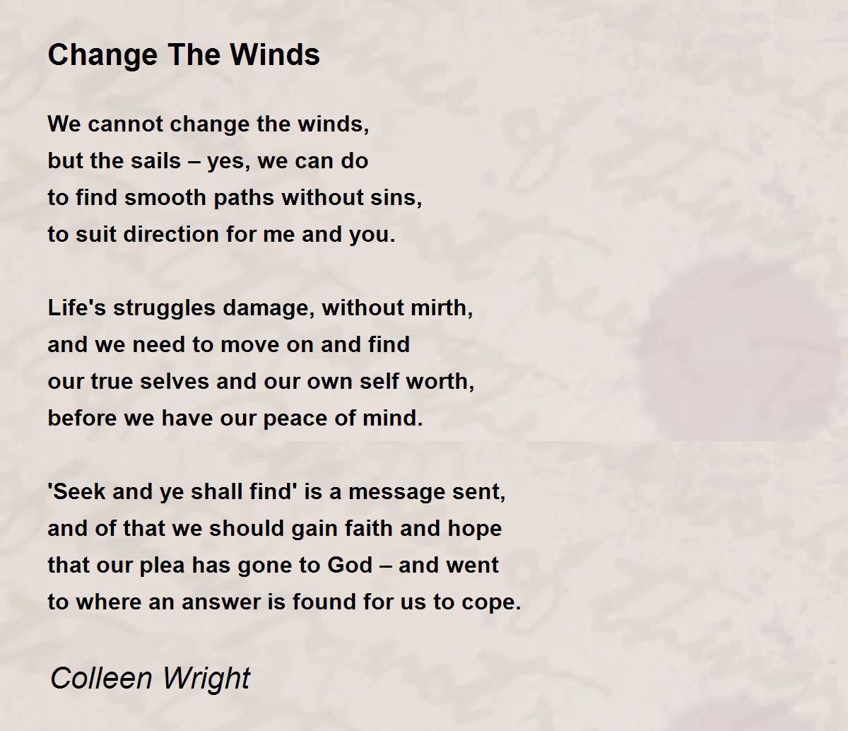 Change The Winds Change The Winds Poem by Colleen Wright