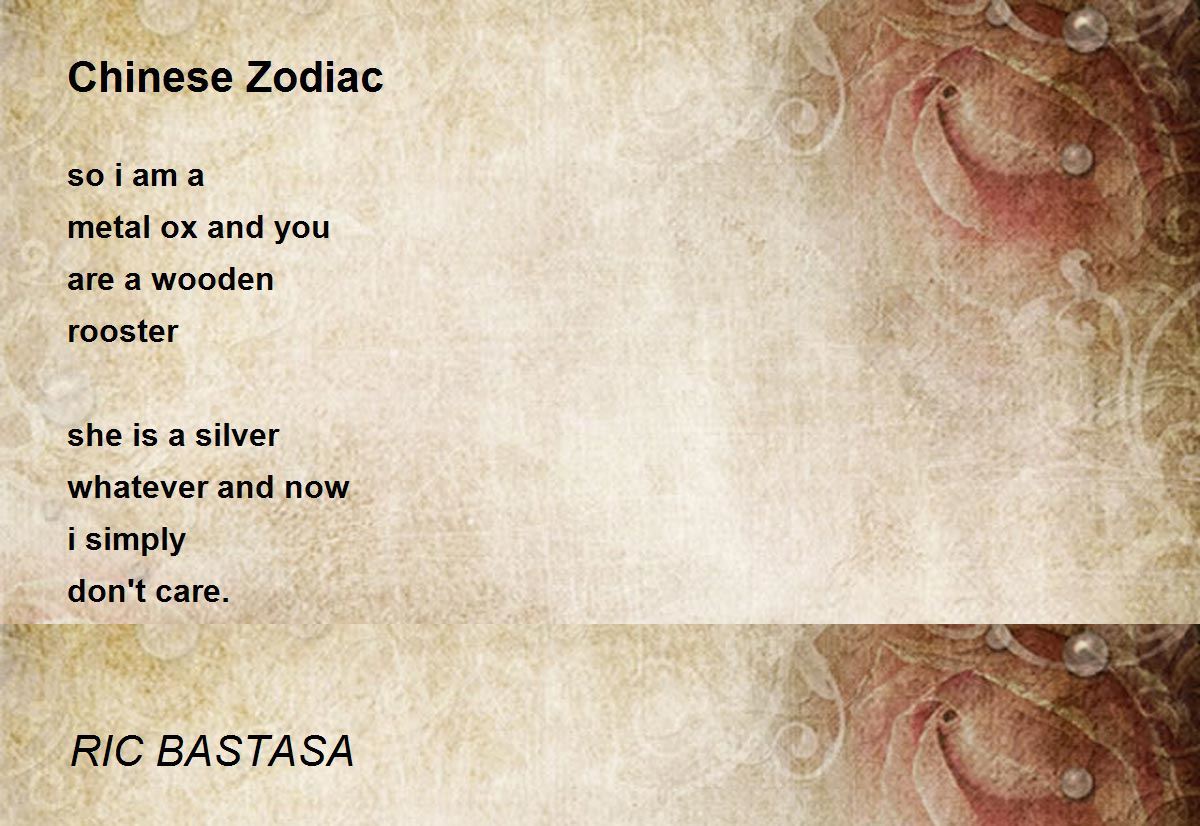 Chinese Zodiac Chinese Zodiac Poem by RIC BASTASA
