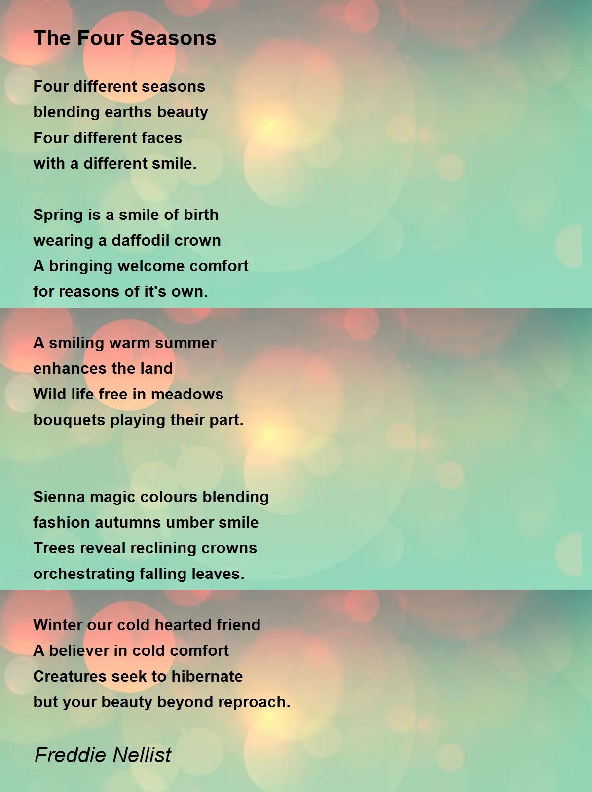 The Four Seasons Poem by Freddie Nellist Poem Hunter