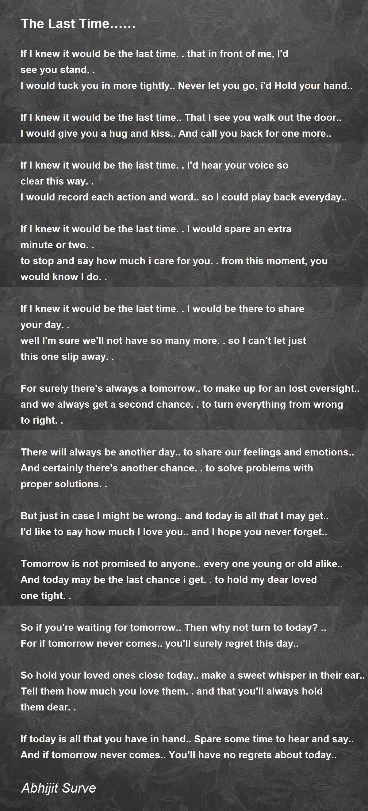 The Last Time The Last Time Poem By Abhijit Surve