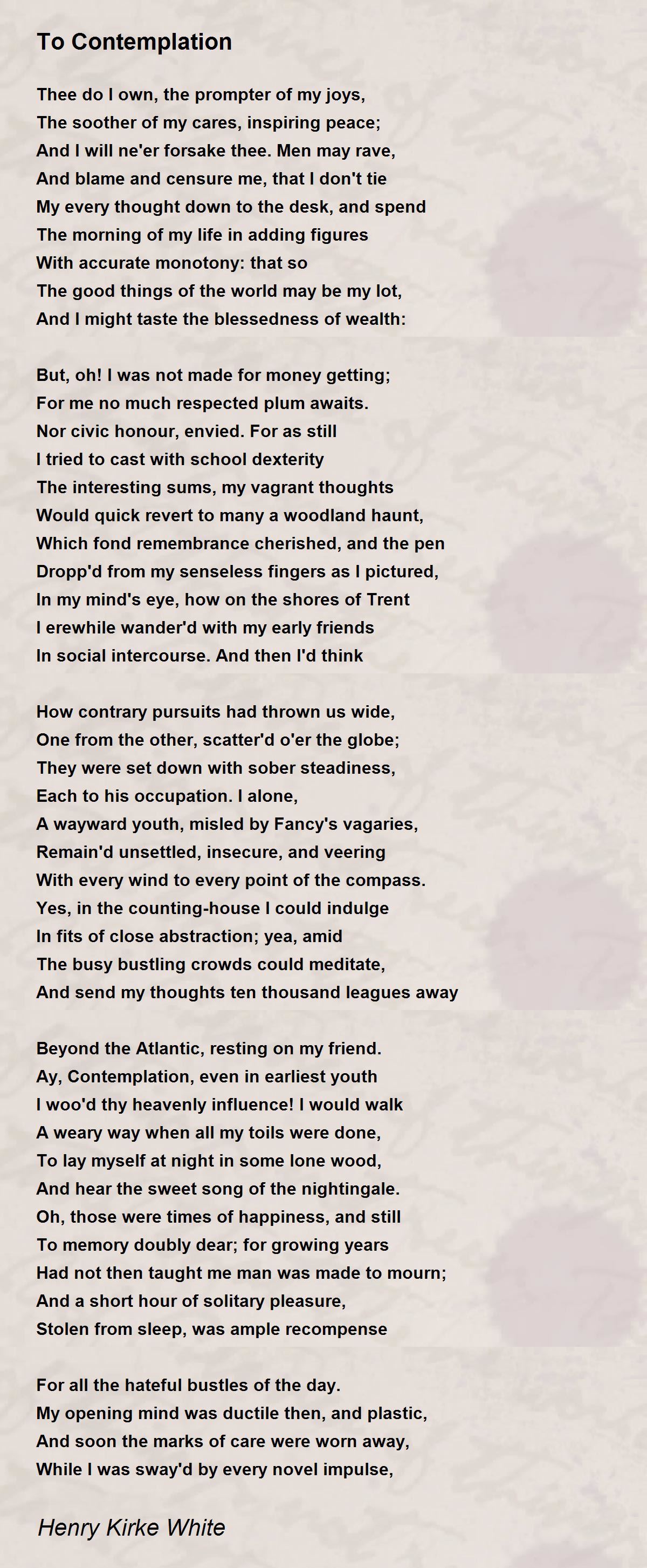 To Contemplation To Contemplation Poem by Henry Kirke White