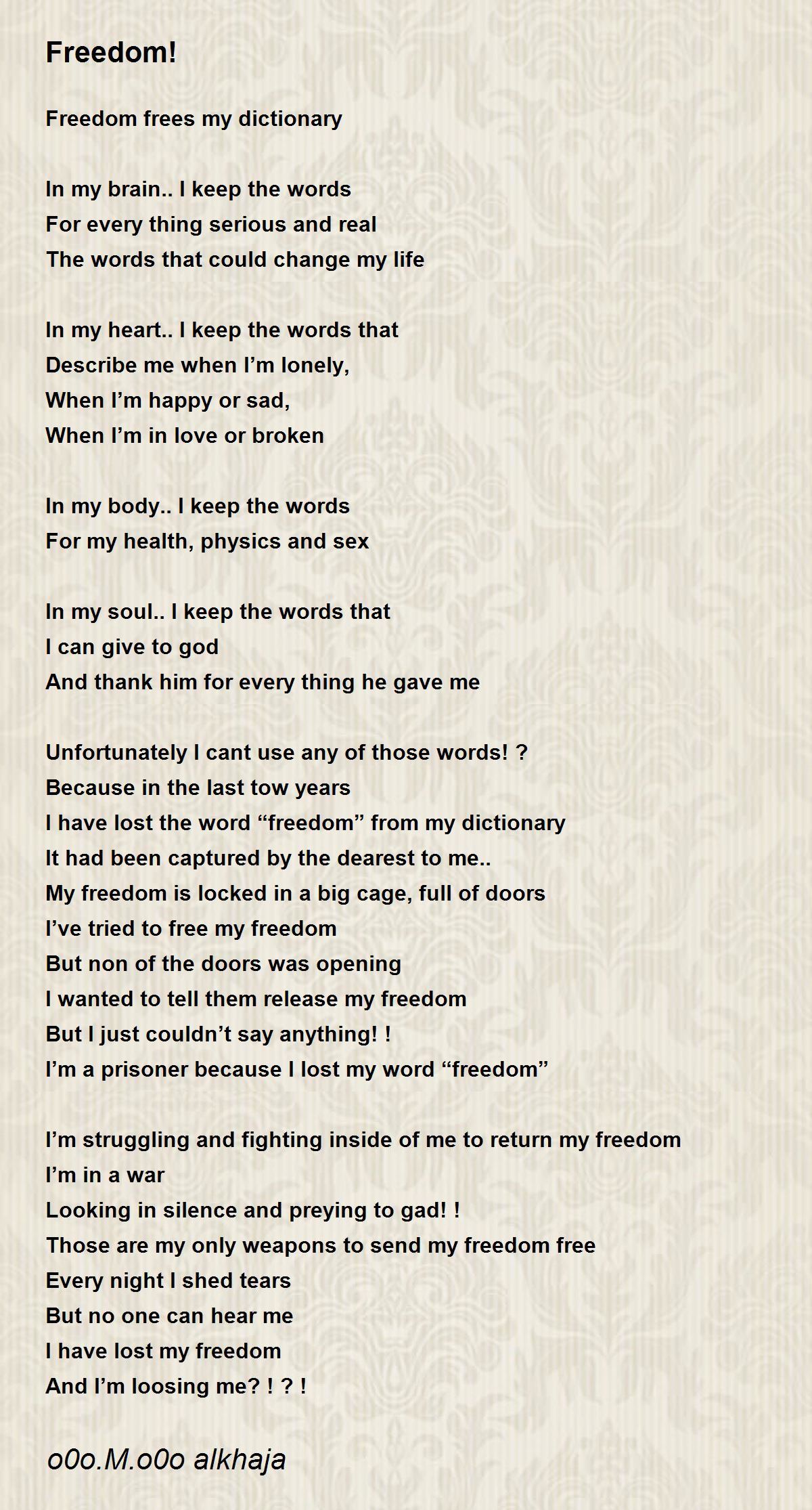 Freedom! Freedom! Poem by o0o.M.o0o alkhaja