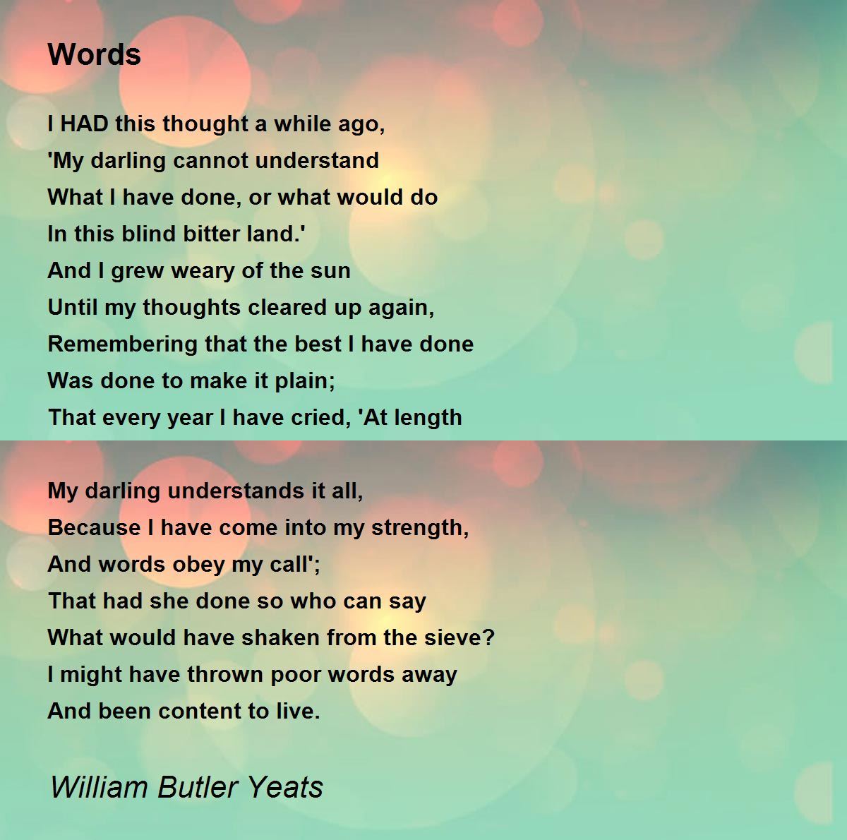 Words Poem by William Butler Yeats - Poem Hunter