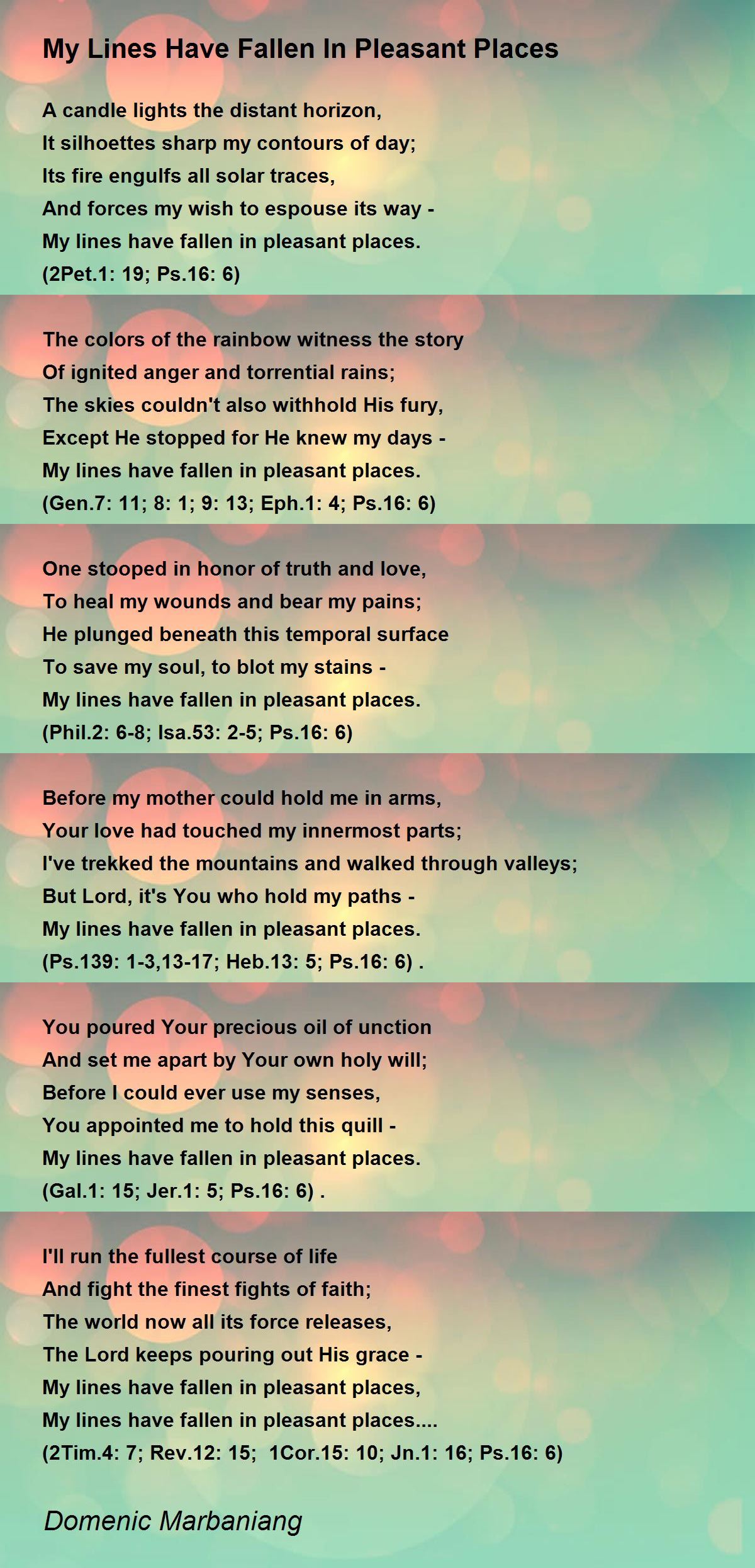 My Lines Have Fallen In Pleasant Places My Lines Have Fallen In