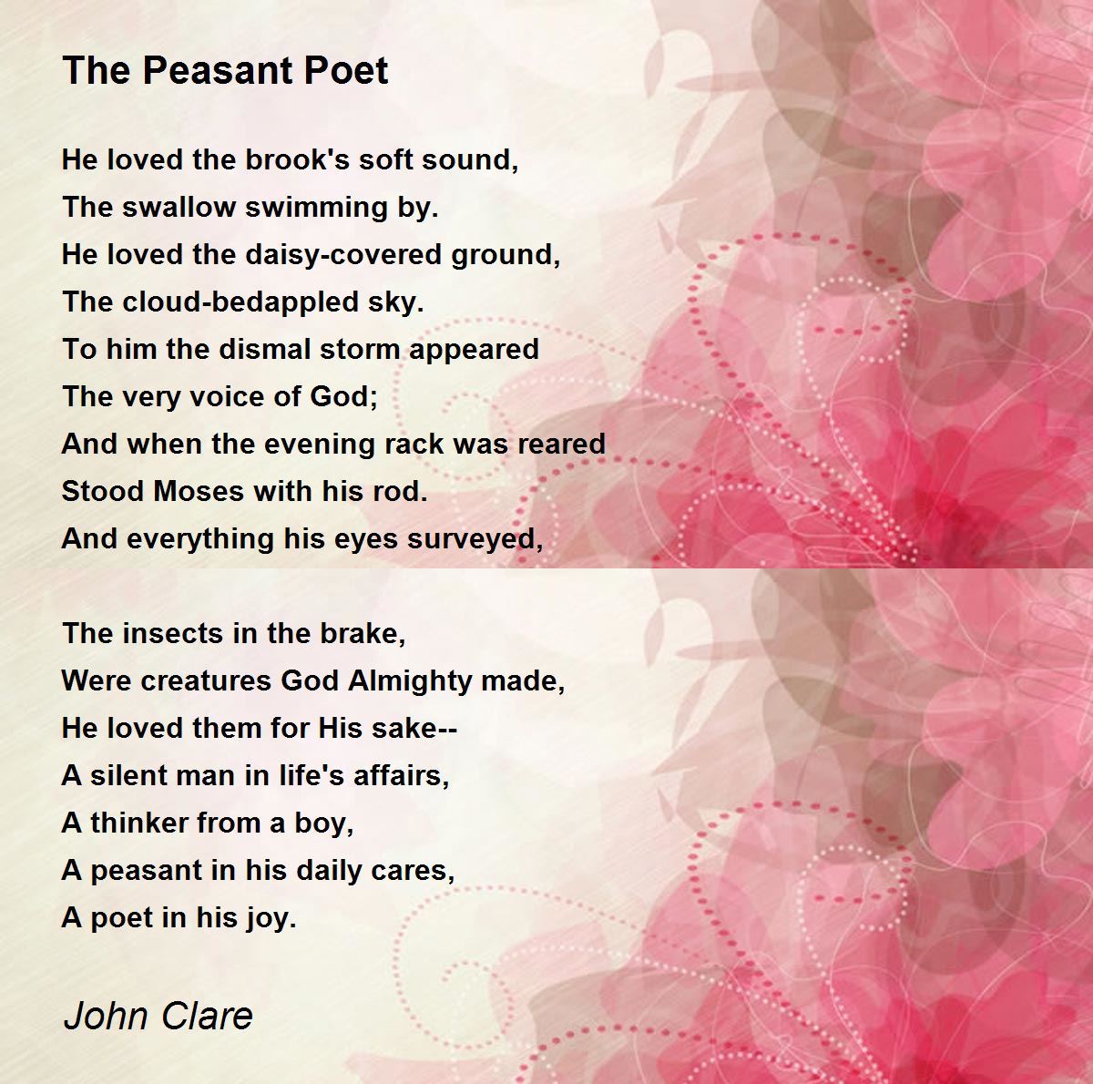 The Peasant Poet Poem by John Clare Poem Hunter