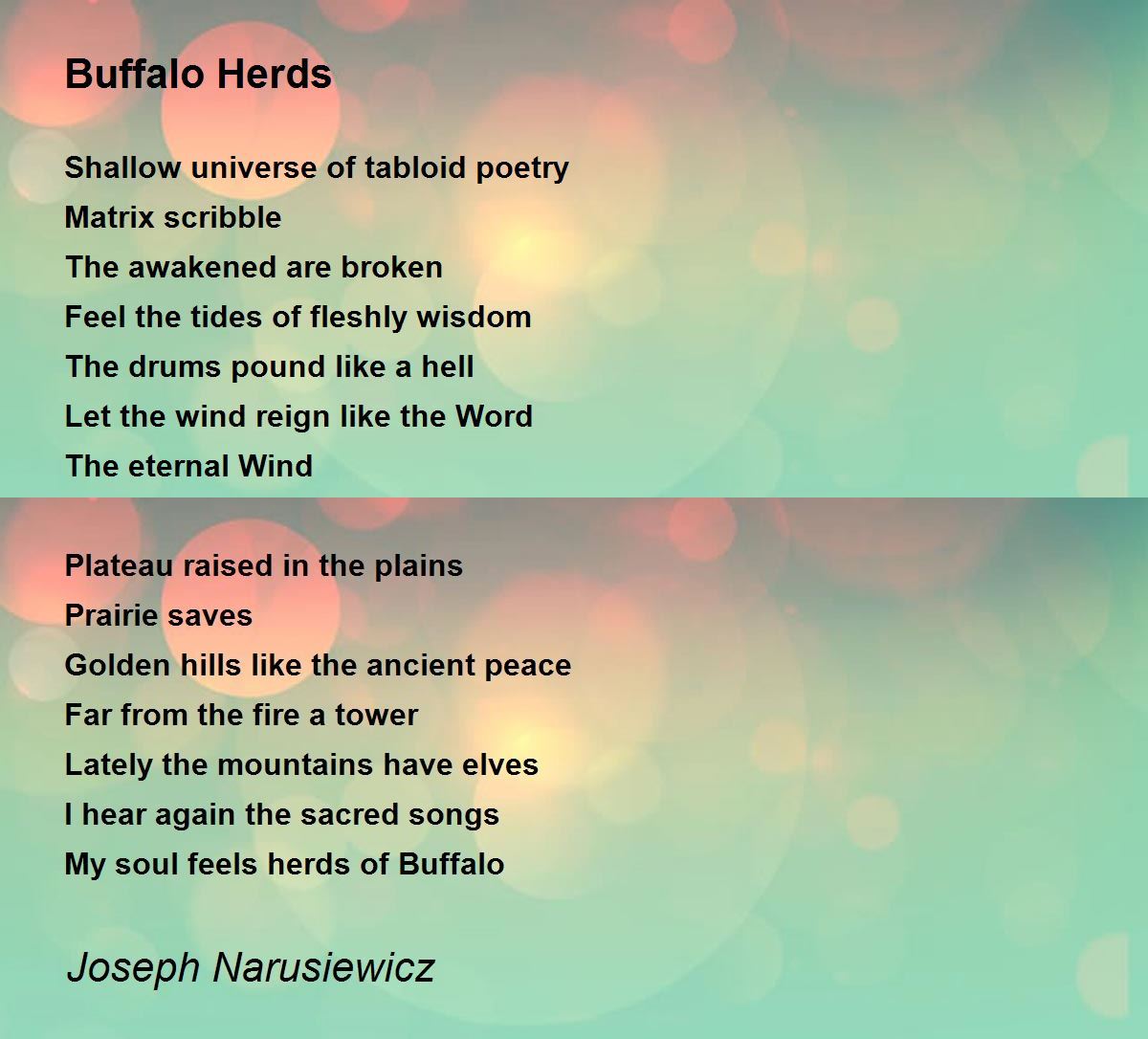 Buffalo Herds Buffalo Herds Poem by Joseph Narusiewicz