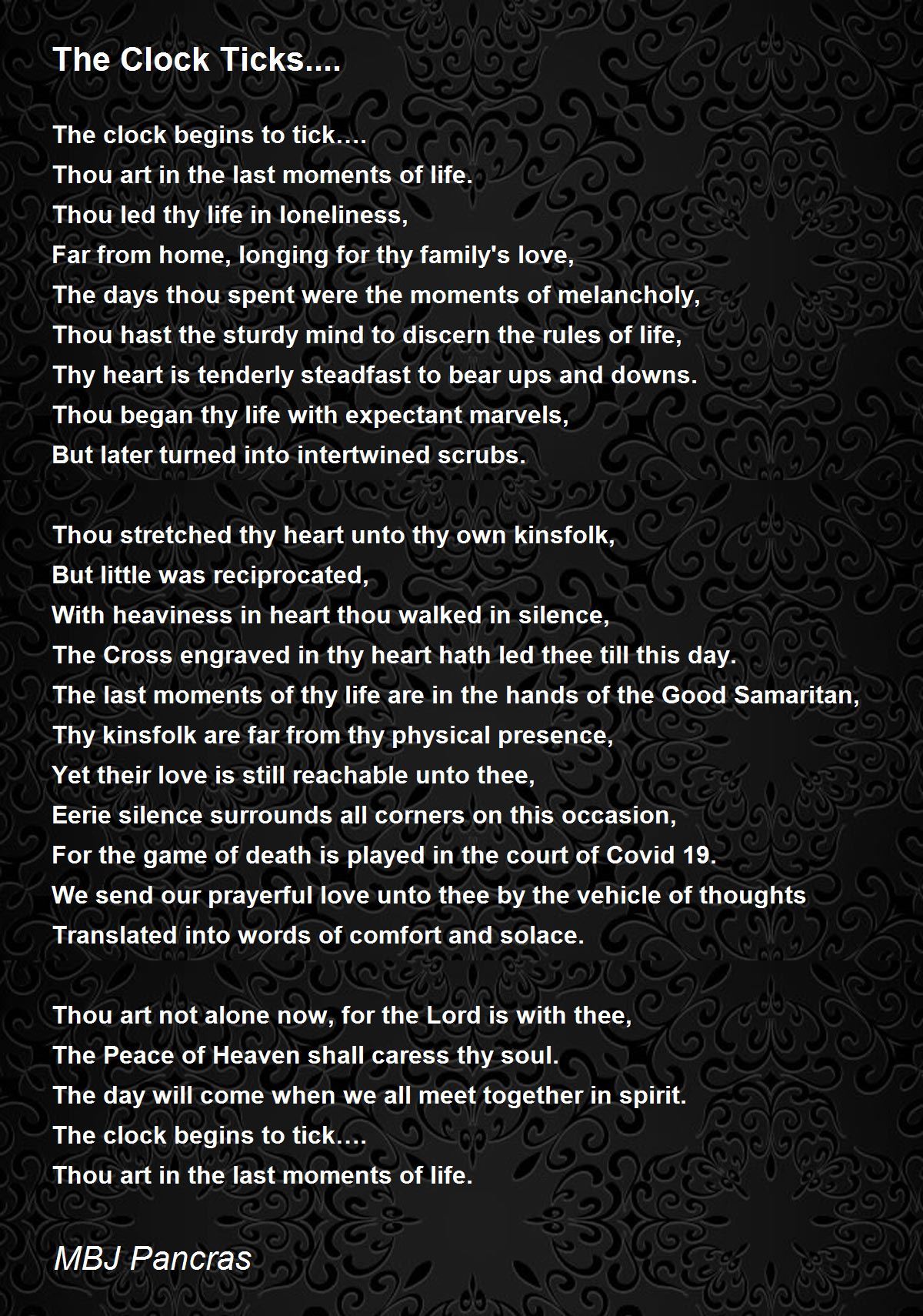 The Clock Ticks.... The Clock Ticks.... Poem by MBJ Pancras