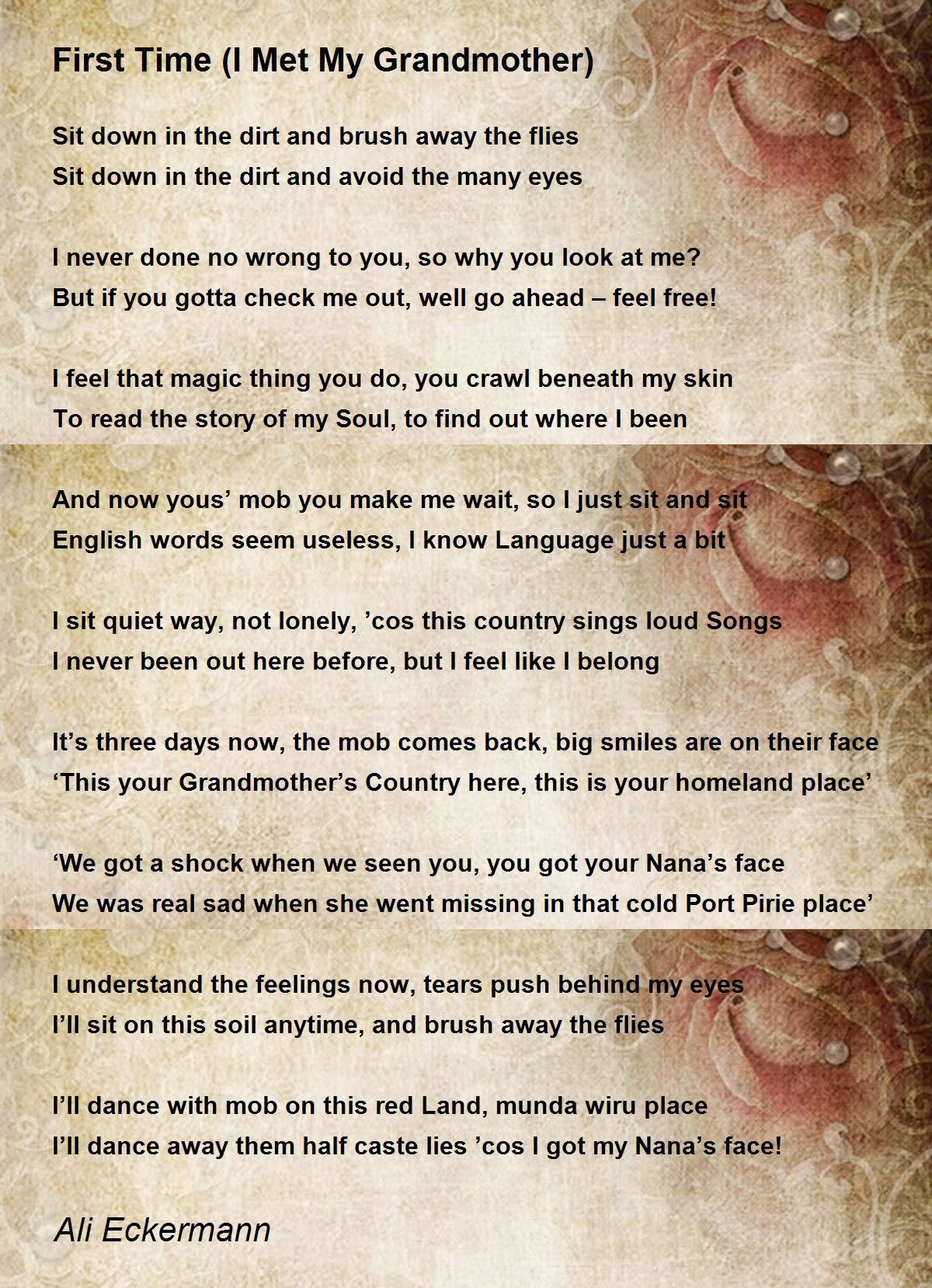 First Time (I Met My Grandmother) Poem by Ali Eckermann - Poem Hunter