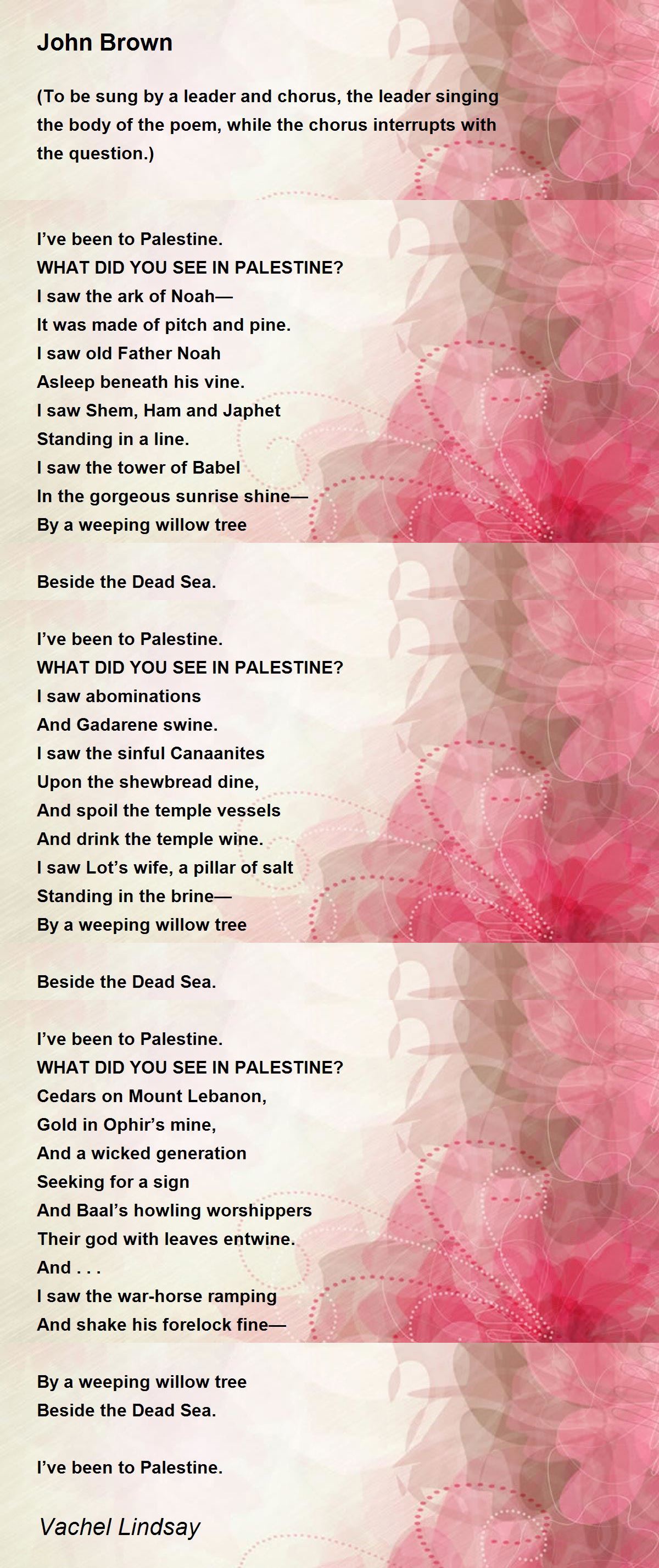 John Brown John Brown Poem by Vachel Lindsay