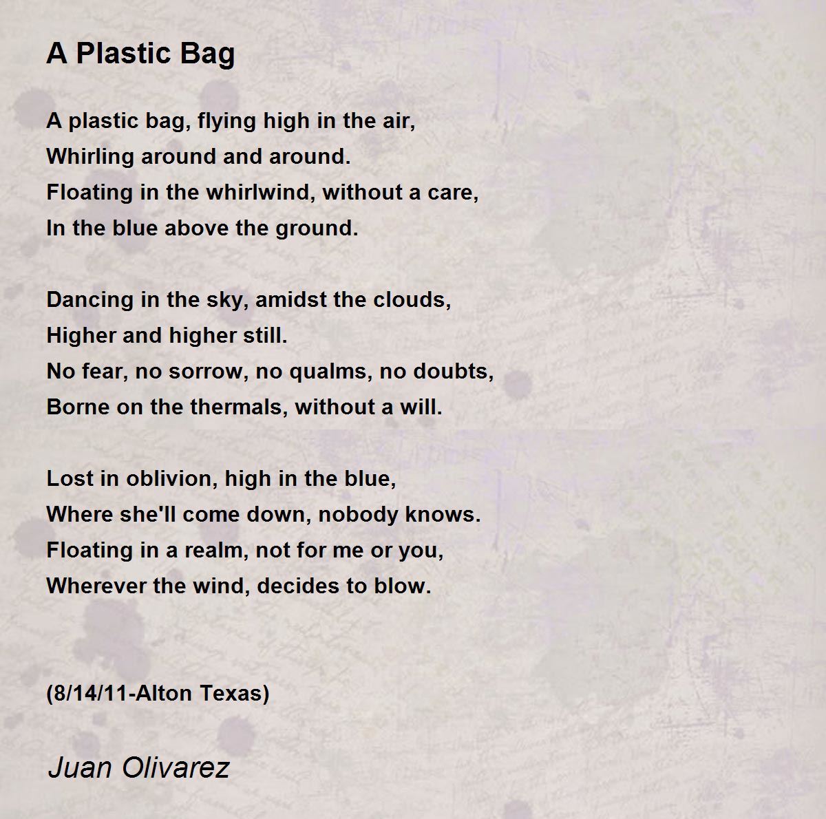 A Plastic Bag A Plastic Bag Poem by Juan Olivarez