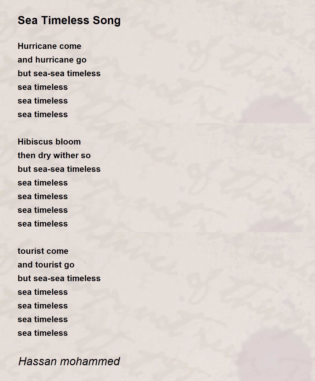 Sea Timeless Song Poem by Hassan mohammed Poem Hunter