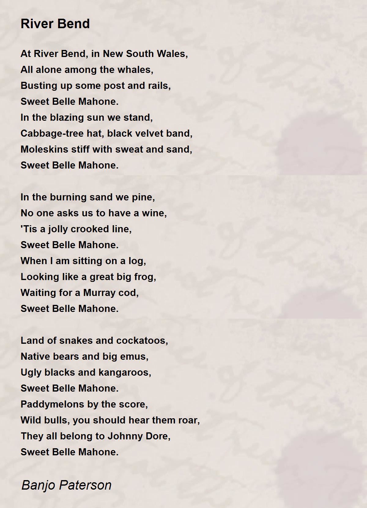 River Bend River Bend Poem by Banjo Paterson