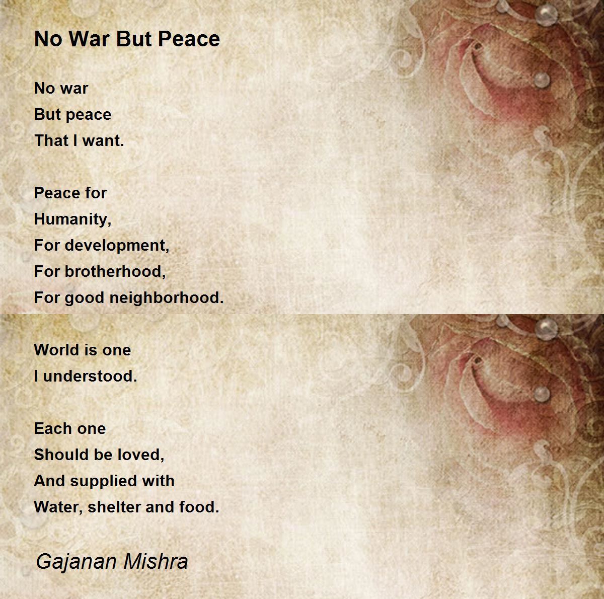 we want peace not war essay