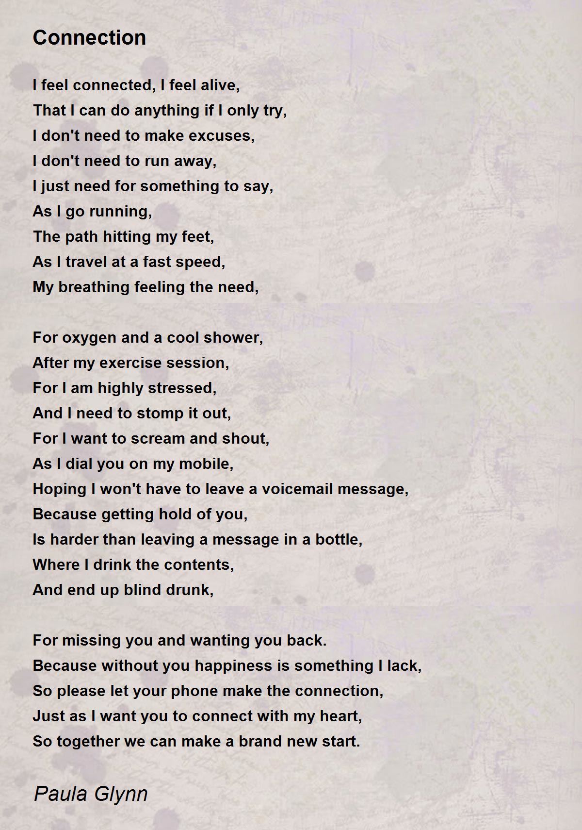 Connection - Connection Poem by Paula Glynn