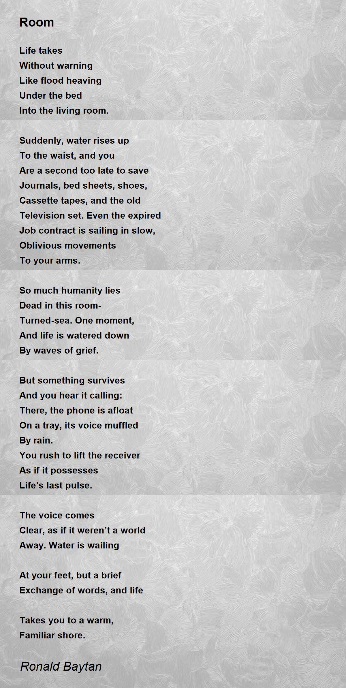 Room Room Poem by Ronald Baytan