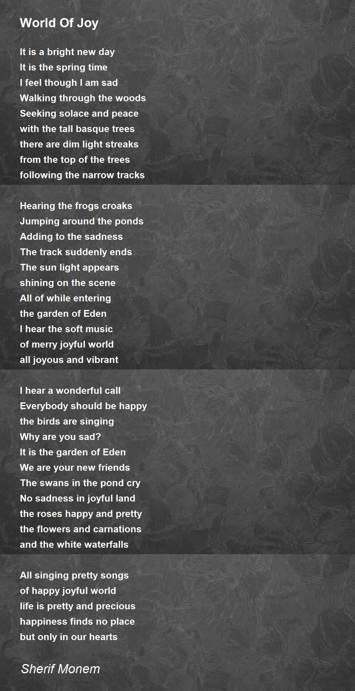 World Of Joy World Of Joy Poem by Sherif Monem