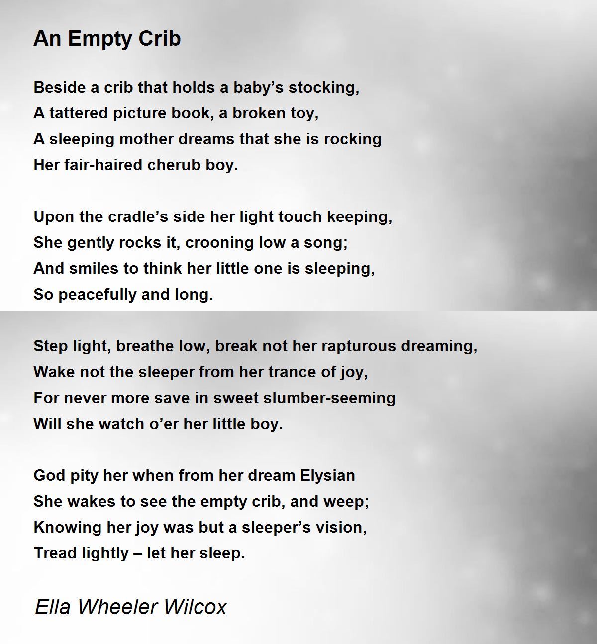 An Empty Crib An Empty Crib Poem by Ella Wheeler Wilcox