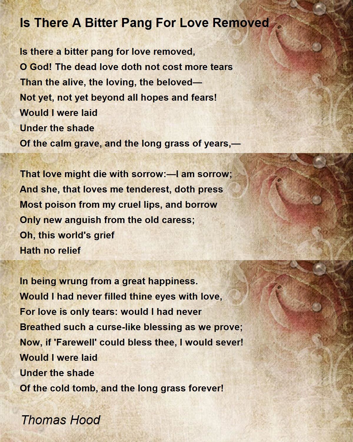 Is There A Bitter Pang For Love Removed Is There A Bitter Pang For