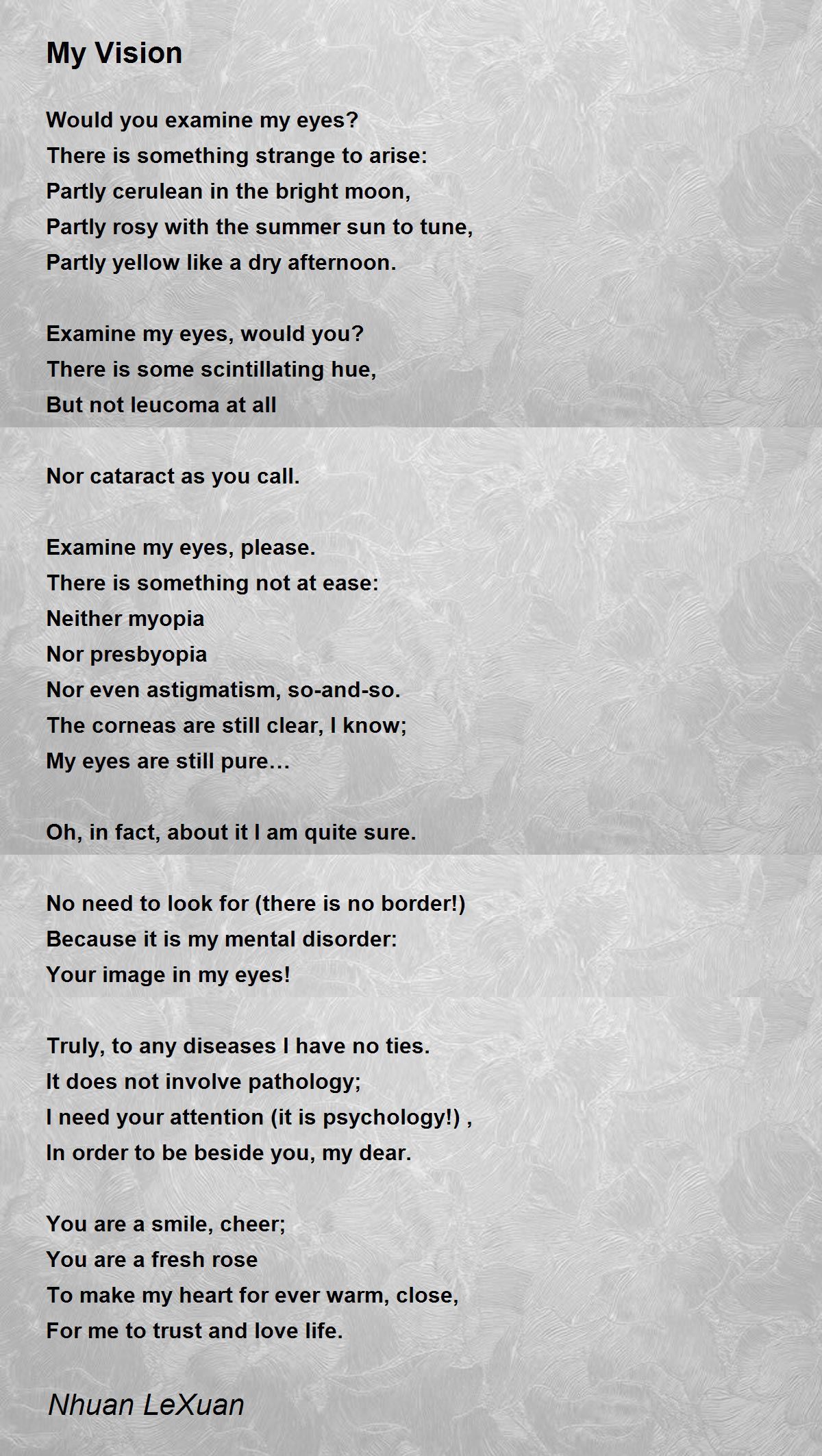 My Vision My Vision Poem by Nhuan LeXuan