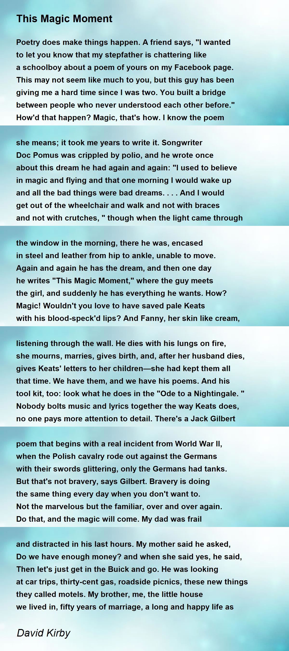 This Magic Moment Lyrics BAHIA HAHA