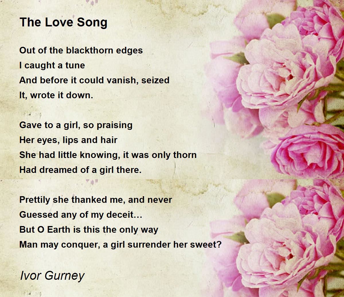 The Love Song The Love Song Poem by Ivor Gurney
