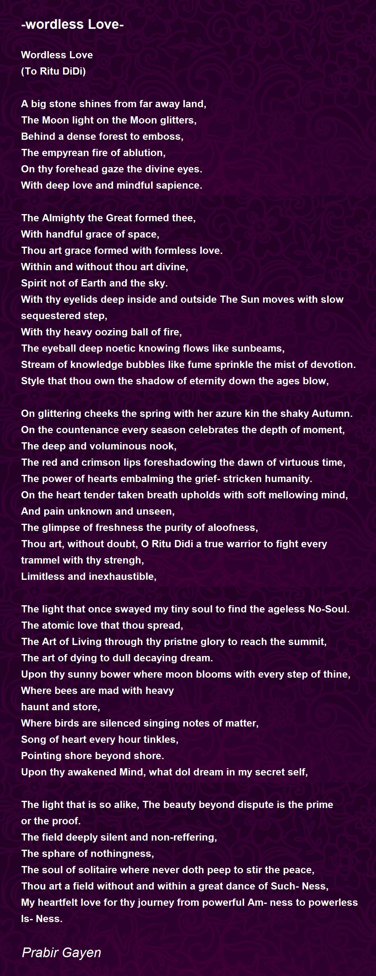 wordless Love wordless Love Poem by Prabir Gayen