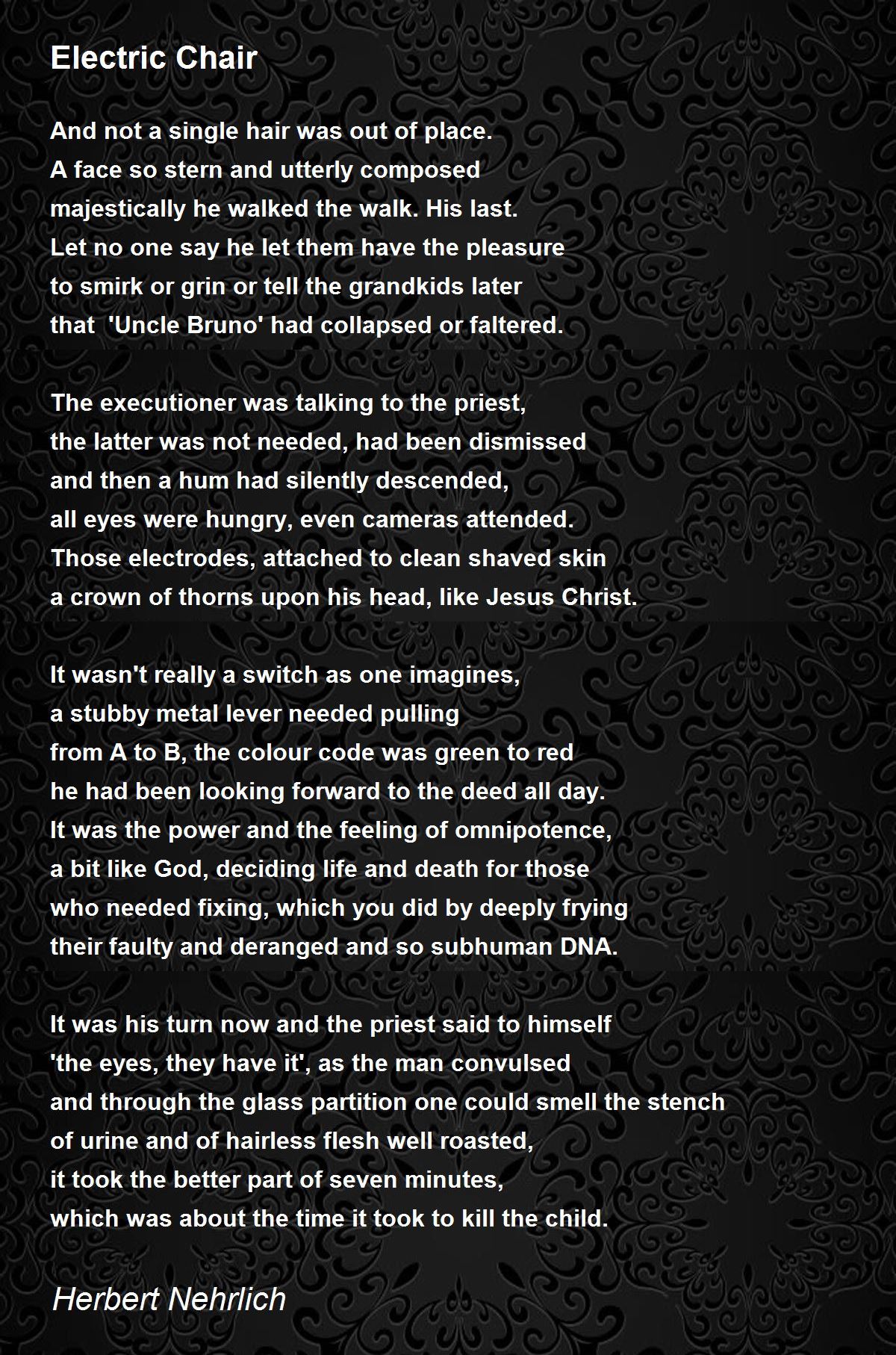 Electric Chair Electric Chair Poem by Herbert Nehrlich