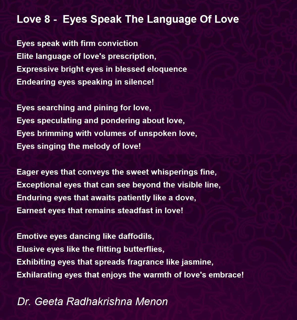 Love 8 Eyes Speak The Language Of Love Love 8 Eyes Speak The