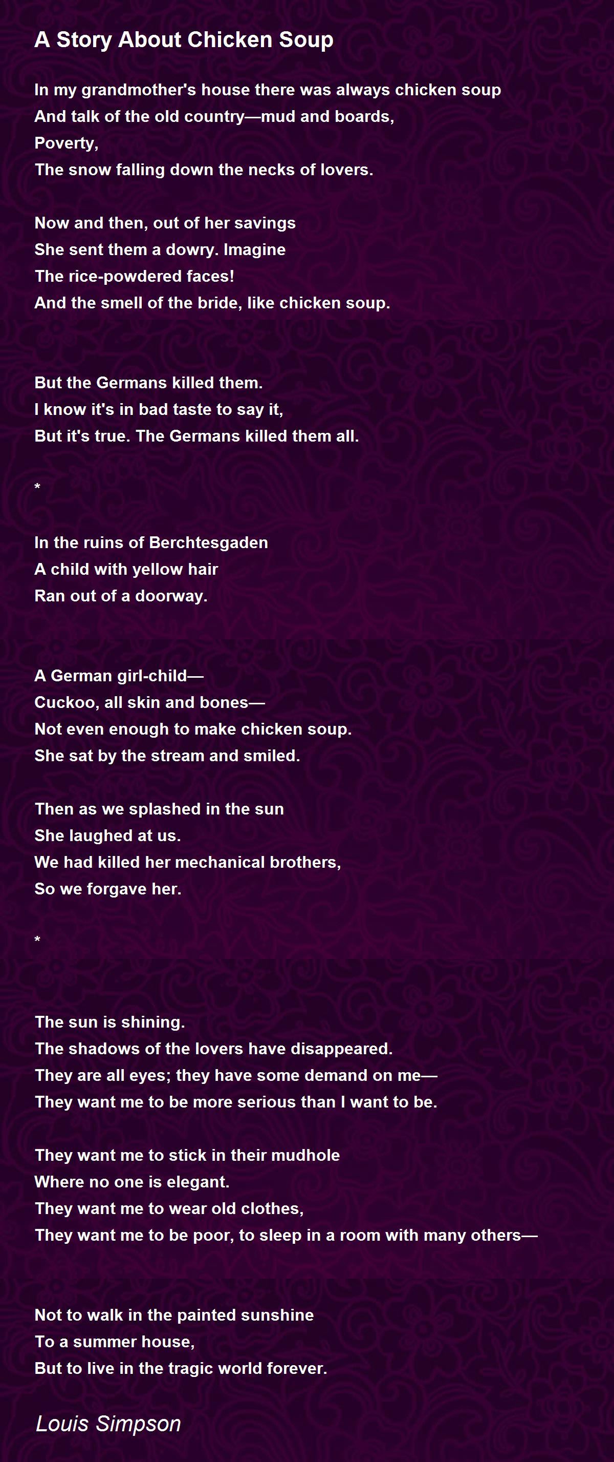 A Story About Chicken Soup A Story About Chicken Soup Poem by Louis