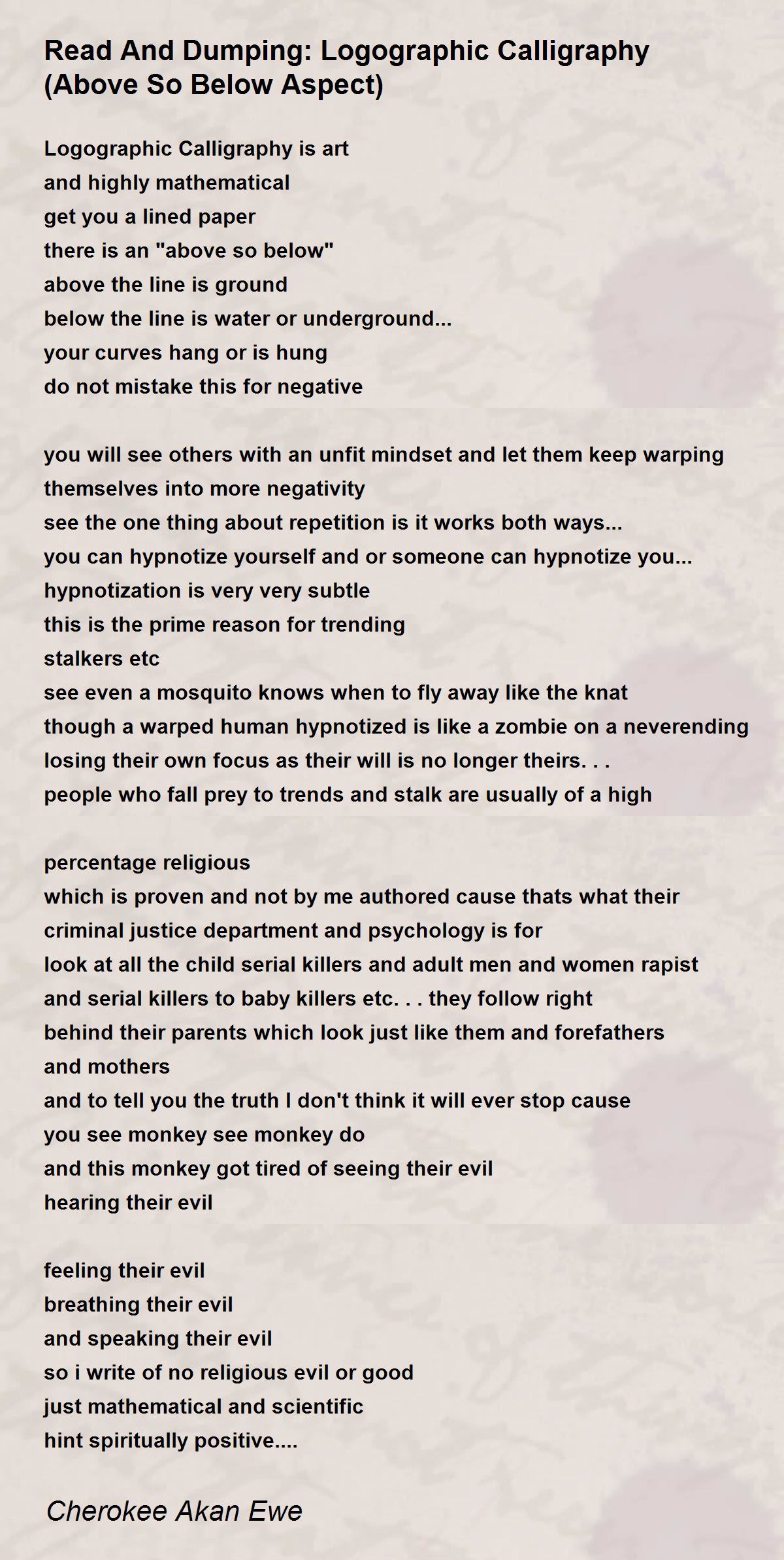 Read And Dumping Logographic Calligraphy (Above So Below Aspect) Poem