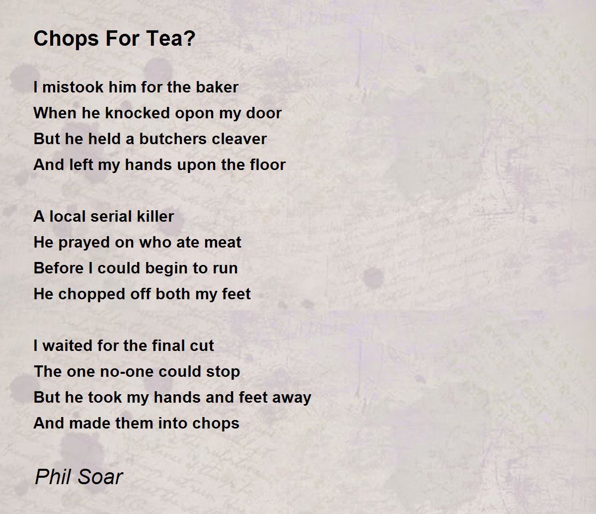 Chops For Tea? by Phil Soar Chops For Tea? Poem