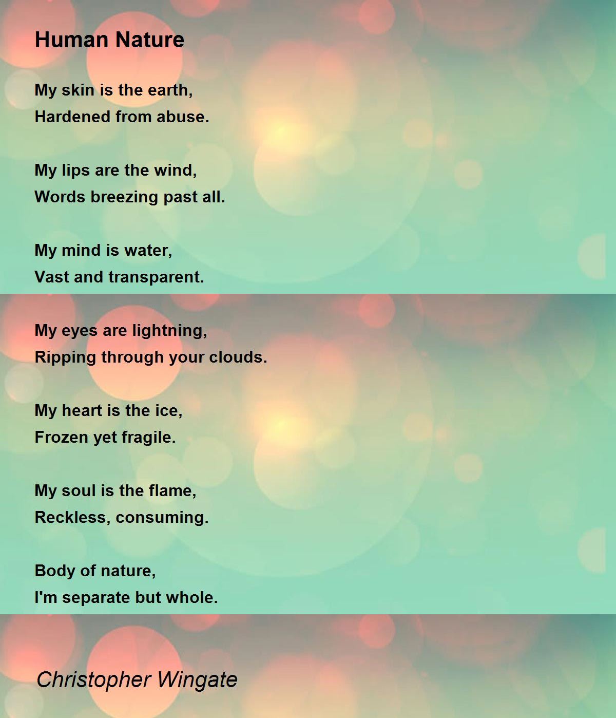 Human Nature Poem by Christopher Wingate Poem Hunter