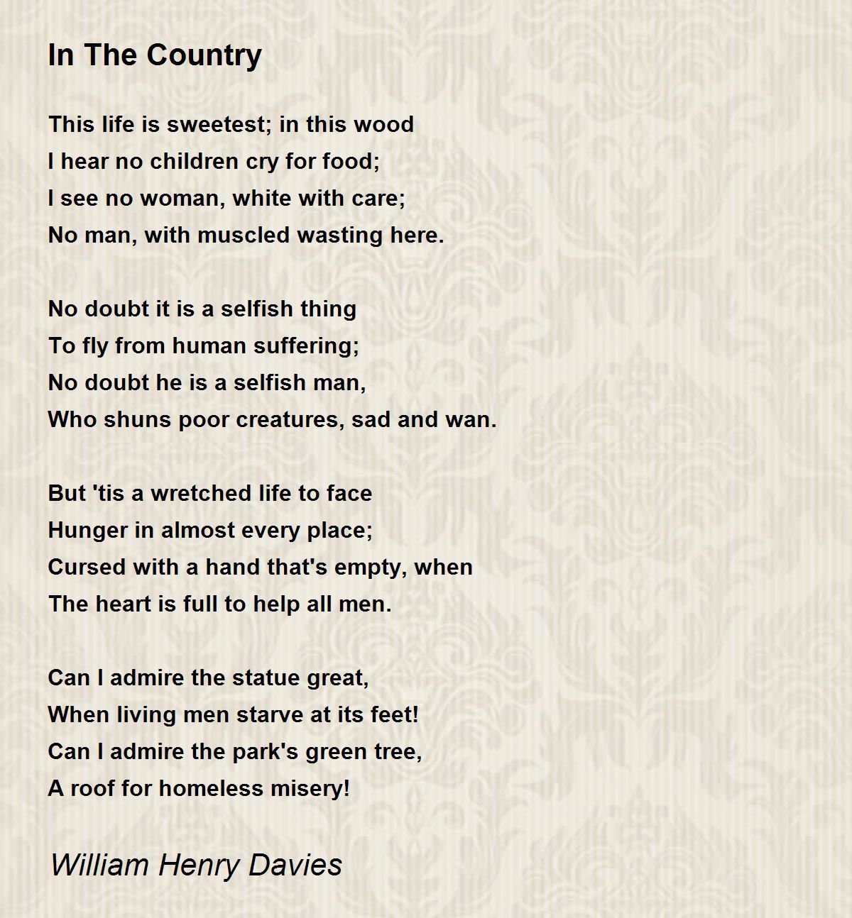 In The Country Poem by William Henry Davies Poem Hunter