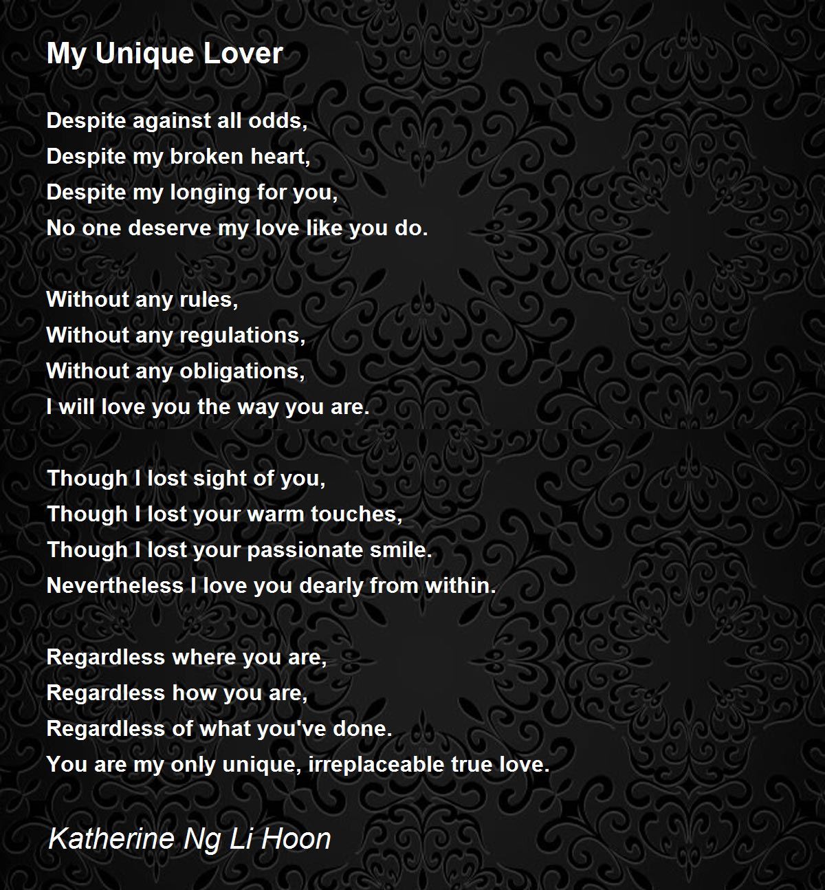 My Unique Lover My Unique Lover Poem by Katherine Ng Li Hoon