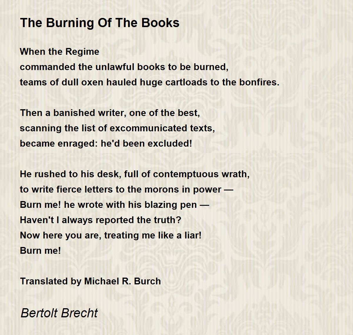 The Burning Of The Books Poem by Bertolt Brecht - Poem Hunter