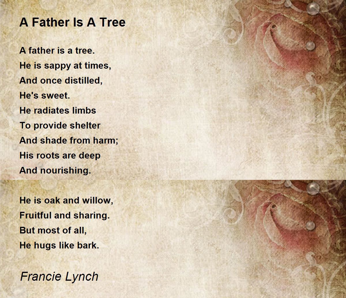 A Father Is A Tree by Francie Lynch - A Father Is A Tree Poem