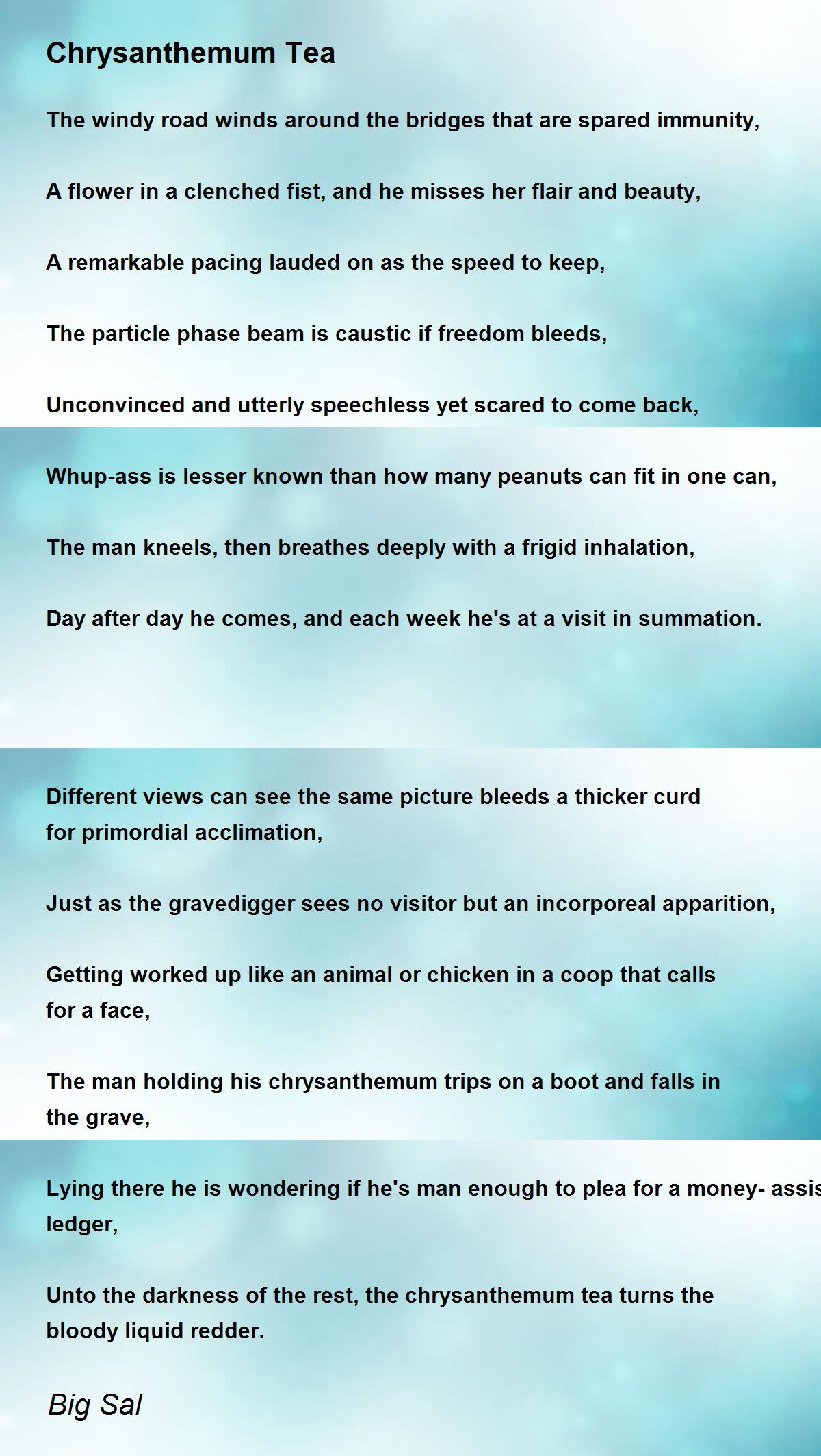 Chrysanthemum Tea Chrysanthemum Tea Poem by Big Sal