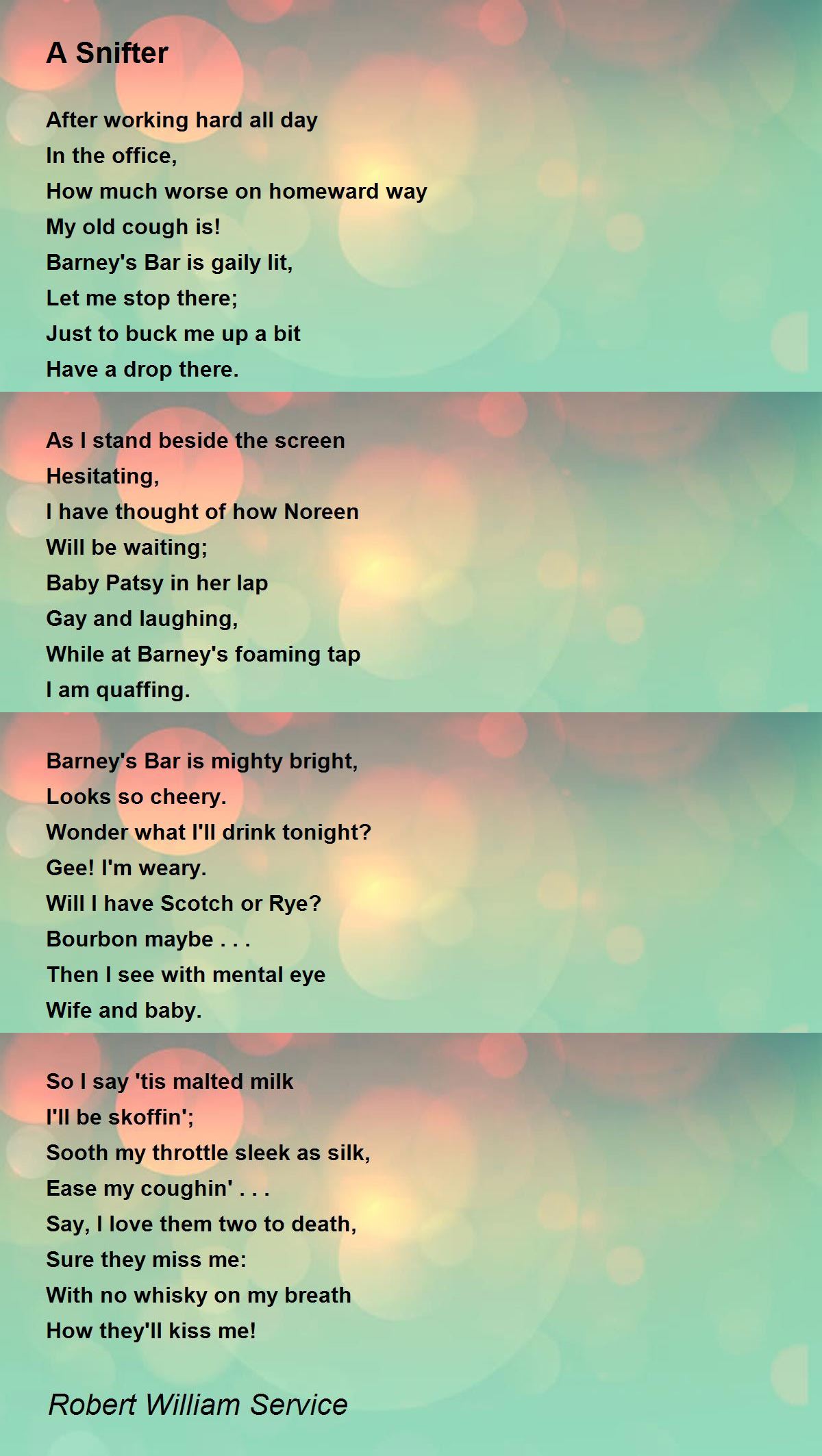 A Snifter A Snifter Poem by Robert William Service